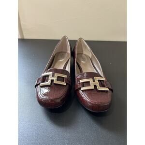 ALFANI Allegra Maroon Purple Snakeskin Buckle Loafers Career Shoes Womens 9.5 M